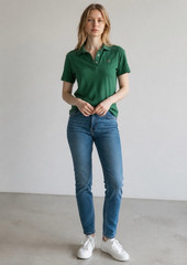 Lacoste Green Solid Knit Polo Shirt Size S Regular Short Sleeve Button Logo