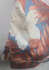 Caribbean Shirt Men’s Large Tall Linen Hawaiian Floral Button Up Aloha Blue