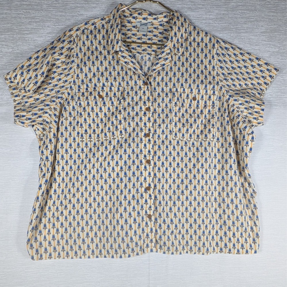 Duluth Trading Company Button Down Mens 4X White All Over Print (AOP)
