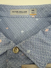NWT Peter Millar “SHELLS” Featherweight Golf Polo Shirt White Blue XXL $115