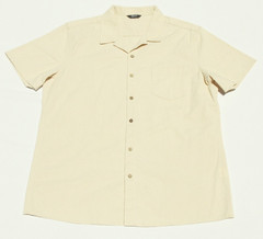 COOFANDY Mens Large Linen Solid Tan Beige Khaki Buttondown Shortsleeve Shirt