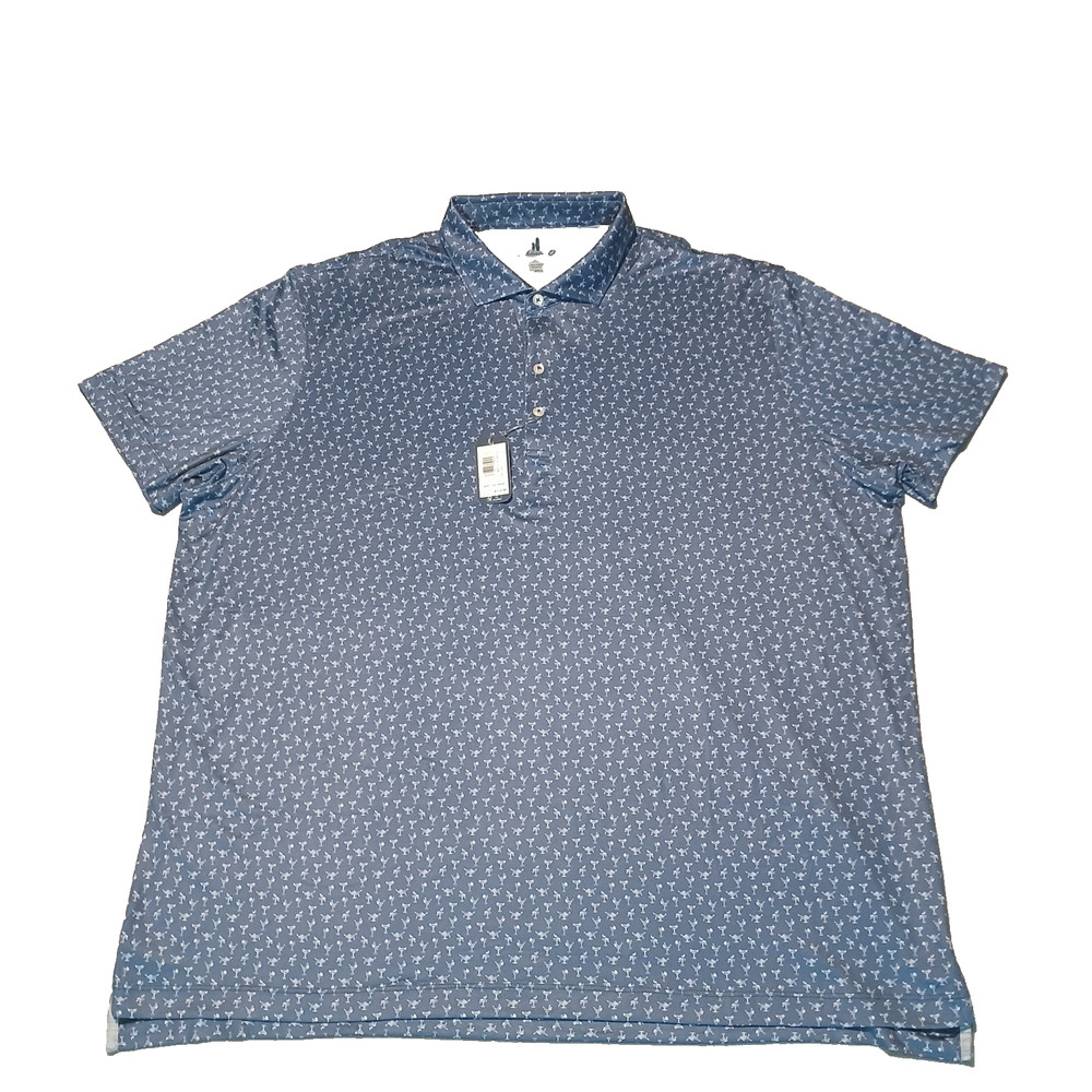 Johnnie O NWT Mens XXL Polo Shirt Pin Up Lake Blue Drinks JMPO101770