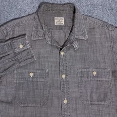 J. Crew Chambray Button Down Utility Work Shirt Black Men’s Medium Tab Collar