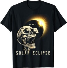 Solar Eclipse 2024 Shirt Total Eclipse April 8th 2024 Skull T-Shirt, 5XL