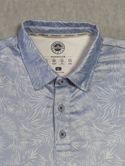 Flag & Anthem MadeFlex Golf Performance Polo Shirt Mens L – Light Blue Palm Leaf
