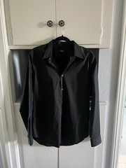 Theory sylvain precise 2 Black tailored stretch cotton button up shirt