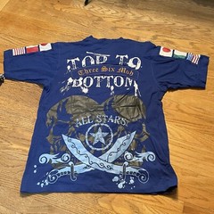 Three Six Mob Reflection Roadblock Shirt Sz XL Blue Embellished Graphic Tee