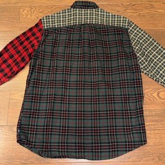 Chaps Multi-Plaid Colorblock Patchwork Shirt Men’s L Red Green Black Christmas
