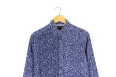 MASSIMO DUTTI Men’s Shirt Size S Regular Fit Blue Solid Floral Pattern