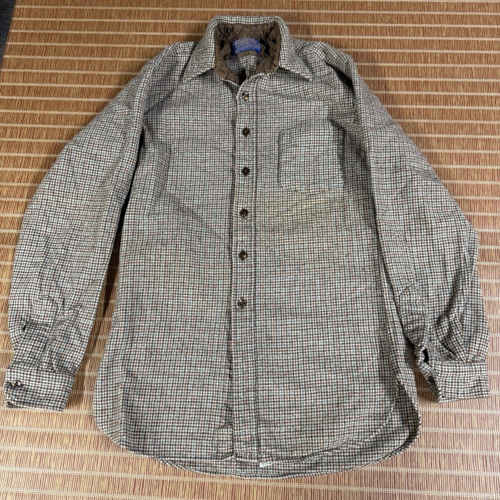 Pendleton Woolen Mills Mens Medium Button Pure Virgin Wool Shirt Plaid Vintage