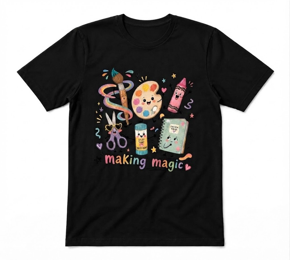 Making Magic Cute Teacher Creative Classroom Back To School Black T-shirt