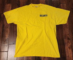 front back Security t-shirt Optima Heavy XL 100% Cotton yellow fun neon