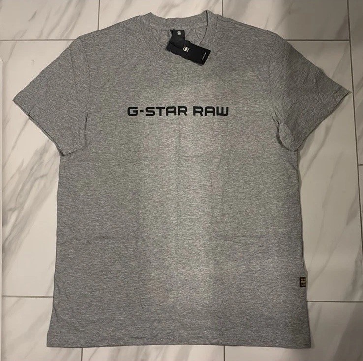 G-Star Raw Script Logo T-Shirt Gray Black New