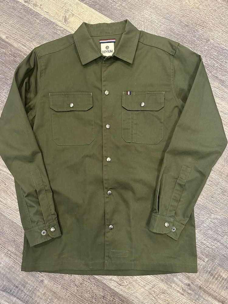 Devium Riveter Canvas/twill Snap Button Shirt, Mens Large, Army Green