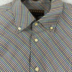 Robert Talbott Multicolor Pastel Stripe Shirt Mens XL Long Sleeve Seersucker