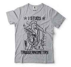 Mens I Study Triggernometry Shirt Funny 2nd Amendment Tee Pro Gun T-Shirts