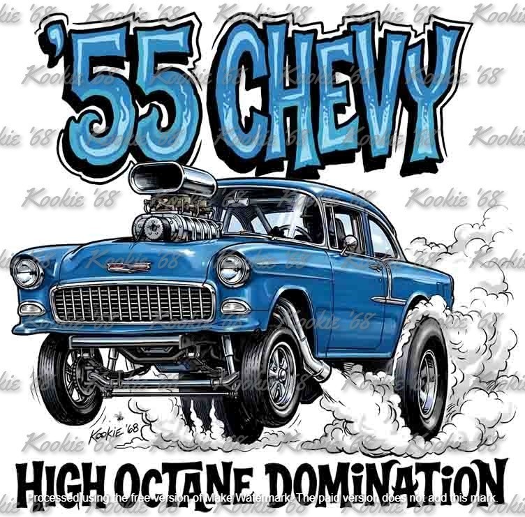 1955 Chevy Bel Air Gasser High Octane Domination Tri Five Drag Car Roth Style