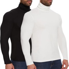 Men High-Neck Mock Turtleneck Solid Long Sleeve Undershirt Pullover Basic Layer