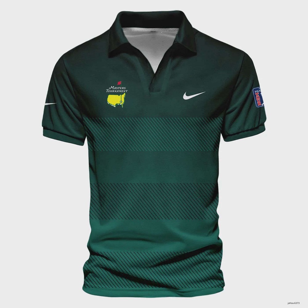 Masterss Tournament Dark Green Gradient Stripes Pattern Golf Sport Polo Shirt