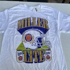Adult Miller Lite Football T Shirt Screen Print Pick Your Size New