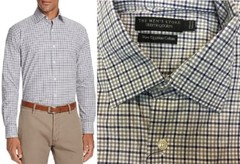 The Grey Blue Plaid Classic Button Down Shirt Heather Grey LARGE