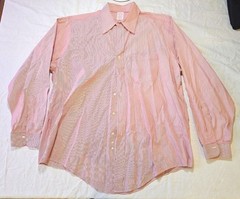 Brooks Brothers Makers Red White Striped Dress Shirt 17-5
