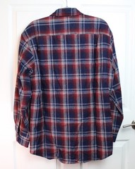 Pendleton 100% Virgin Wool Button Up Shirt Cranberry Navy White Plaid Sz M HOLES