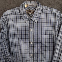 DuluthFlex KPI Long Sleeve Button Down Shirt Mens Size Medium White Blue Plaid