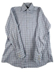 Hugo Boss Regular Fit Dress Shirt Mens Sz 16 32/33 Pink Blue Plaid Long Sleeve