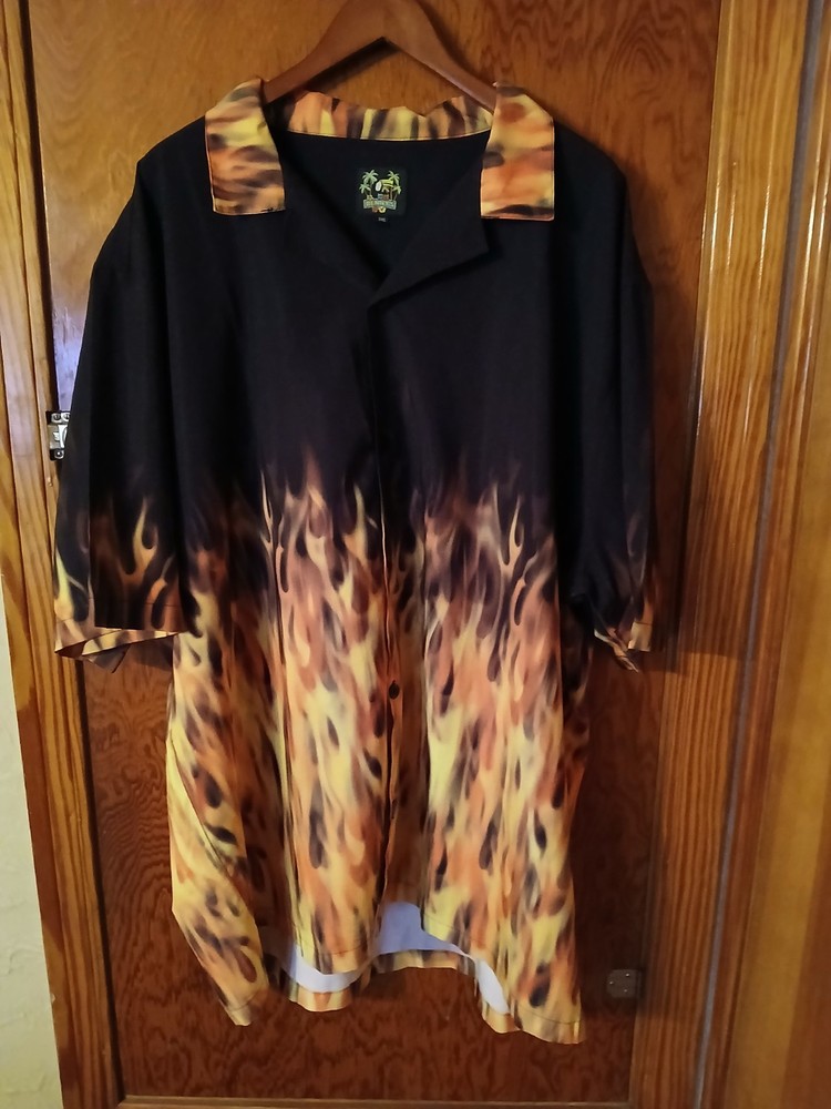 Benny’s Red Flame Button Up Bowling Shirt 3xl