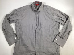 Mens Pascal Morabito Gray Cotton Button Down Shirt Size 18.5 38/39 NEW