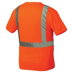 HIGH VISIBILITY ORG ANSI ISEA CLASS 2 REFLECTIVE HI VIS ROAD WORK SAFETY T SHIRT