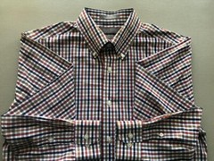 DANIEL CREMIEUX EUC Button-Down Black Red Brown Gray Check Cotton L Slim Fit