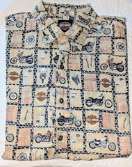 Men’s Harley Davidson Shirt Sz Large Made In USA Button Up Cotton 48″ Chest