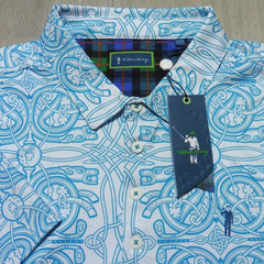 WILLIAM MURRAY Mens XL X-LARGE POLO SHIRT CELTIC KNOT IRISH AQUA BLUE GOLF