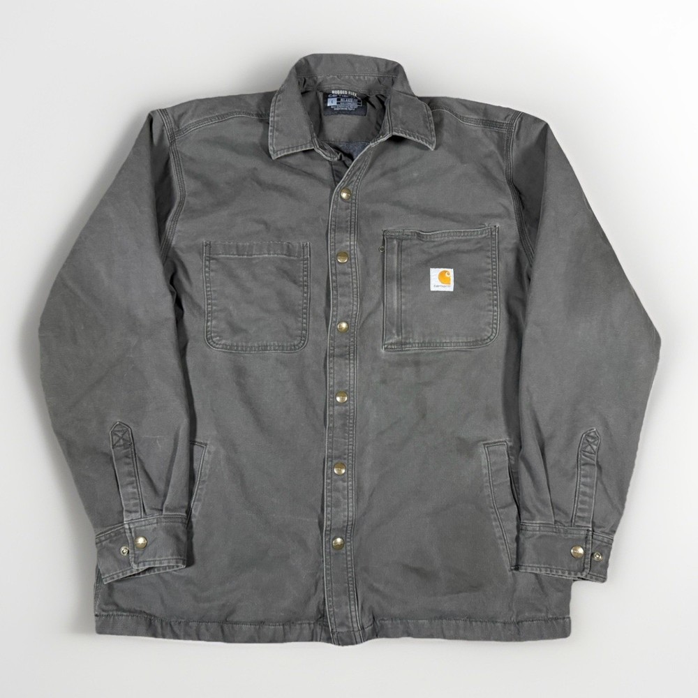 Carhartt Rugged Flex Large Canvas Jacket Fleece Lined Green 102851-306 Work Wear