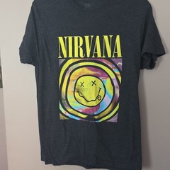 Nirvana Men’s Gray Band Graphic Print Logo Crew Neck Short Sleeve T-Shirt