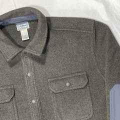 LL Bean Shirt Mens Large Brown Shacket Outdoor Button Up Elbow Patches