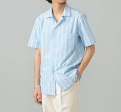 (ASK availability First) BEAMS GUY ROVER Sand stripe open collar shirt NEW