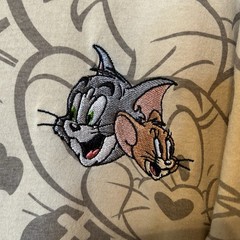 Tom and Jerry Shirt 3XL Embroidered AOP Cat Mouse Cartoon Old School Brown BG10