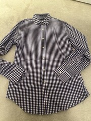 J.CREW Navy Gingham Button-Down Medium Cotton Poly