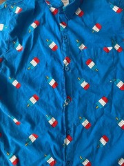 Isaac Morris IML button down popsicle shirt Sz small blue white red summer