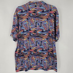 Hreski Polo Shirt Multicolor Psychedelic Swirl Bright Bold Golf Stretch Mens L