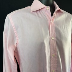 Guy Rover Dress Shirt Mens 15 /38 Pink Long Sleeve 100% Cotton Italy Barneys