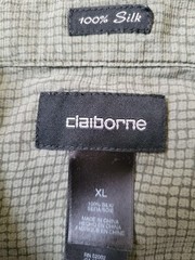 Claiborne Men’s 100% Silk Button-Down Olive Green Casual Comfortable Shirt Short