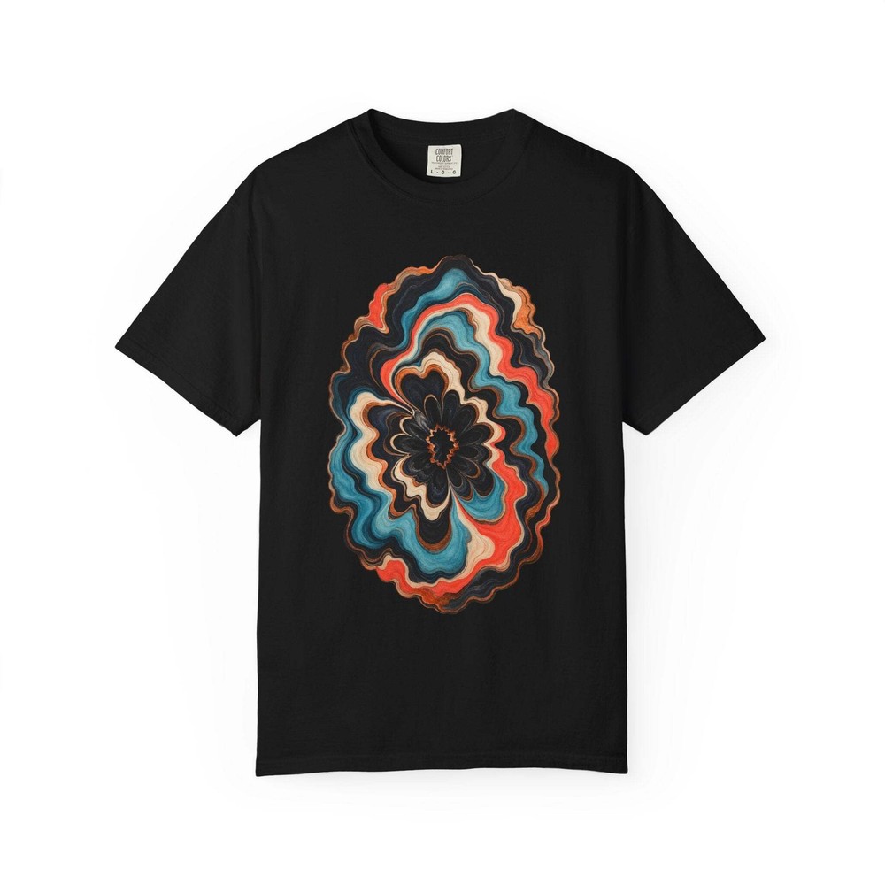Obsidian Bloom Marbled Paper Vortex Graphic Tee