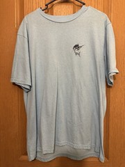 Huk Fishing T Shirt Mens Large Light Blue Small Pinhole Shown In Photo**