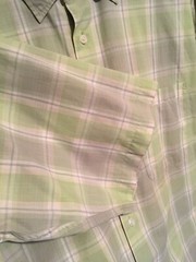 Men’s short sleeve Arrow Button-Down Green Plaid Casual Shirt Sz LT pre owned
