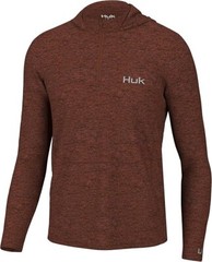HUK Men’s Coldfront Hoodie LS Baked Clay Heather H1200530-647- CHOOSE YOUR SIZE
