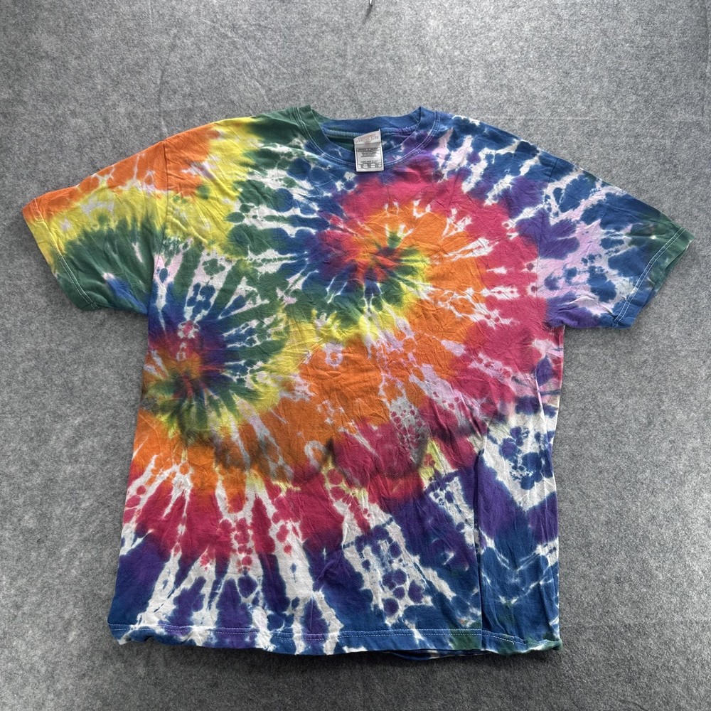 Diamond Star Shirt Mens XL Multi Tie Dye Rainbow Spiral Short Sleeve Alstyle